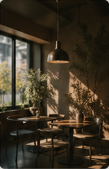 Warm ABODE cafe interior